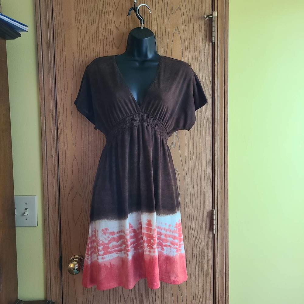 Mossimo Tie Dye V Neck Tunic T Shirt Dress Size M